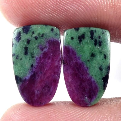15.50 Cts Natural Ruby in Zoisite Fancy Cabochon Loose Gemstone Pair 09X16X03 mm