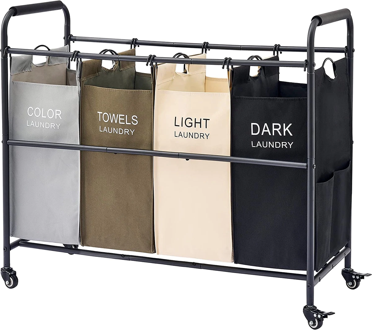 4 Bag Laundry Sorter Cart Laundry Hamper Sorter Basket with Heavy