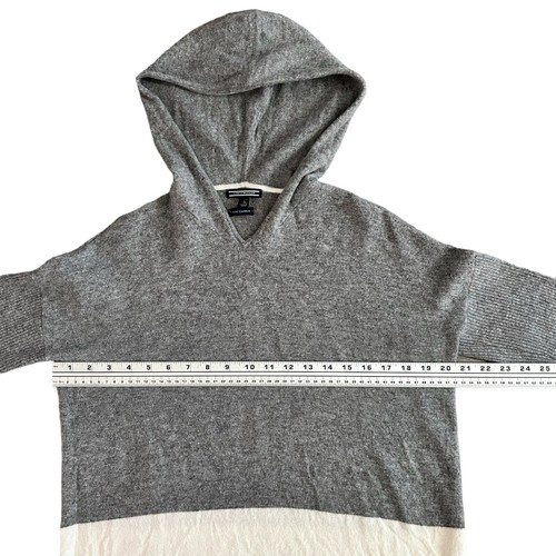 Tommy Hilfiger Women’s Sweater Wool Cashmere Soft Gray Hooded Striped Size Large - Picture 3 of 9