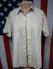 WRANGLER button-down dress shirt 1980s rockabilly casual 16x35 polyester Red Kap