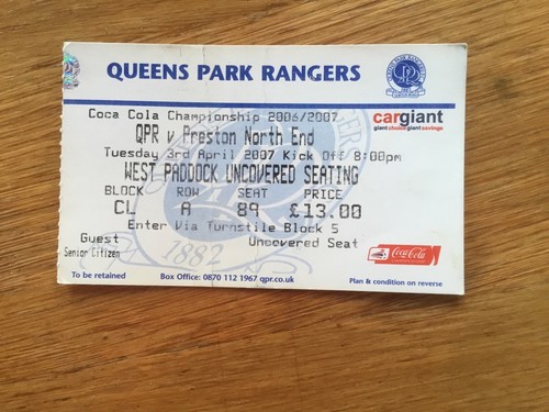 Ticket Queen’s Park Rangers V Preston North End 2007
