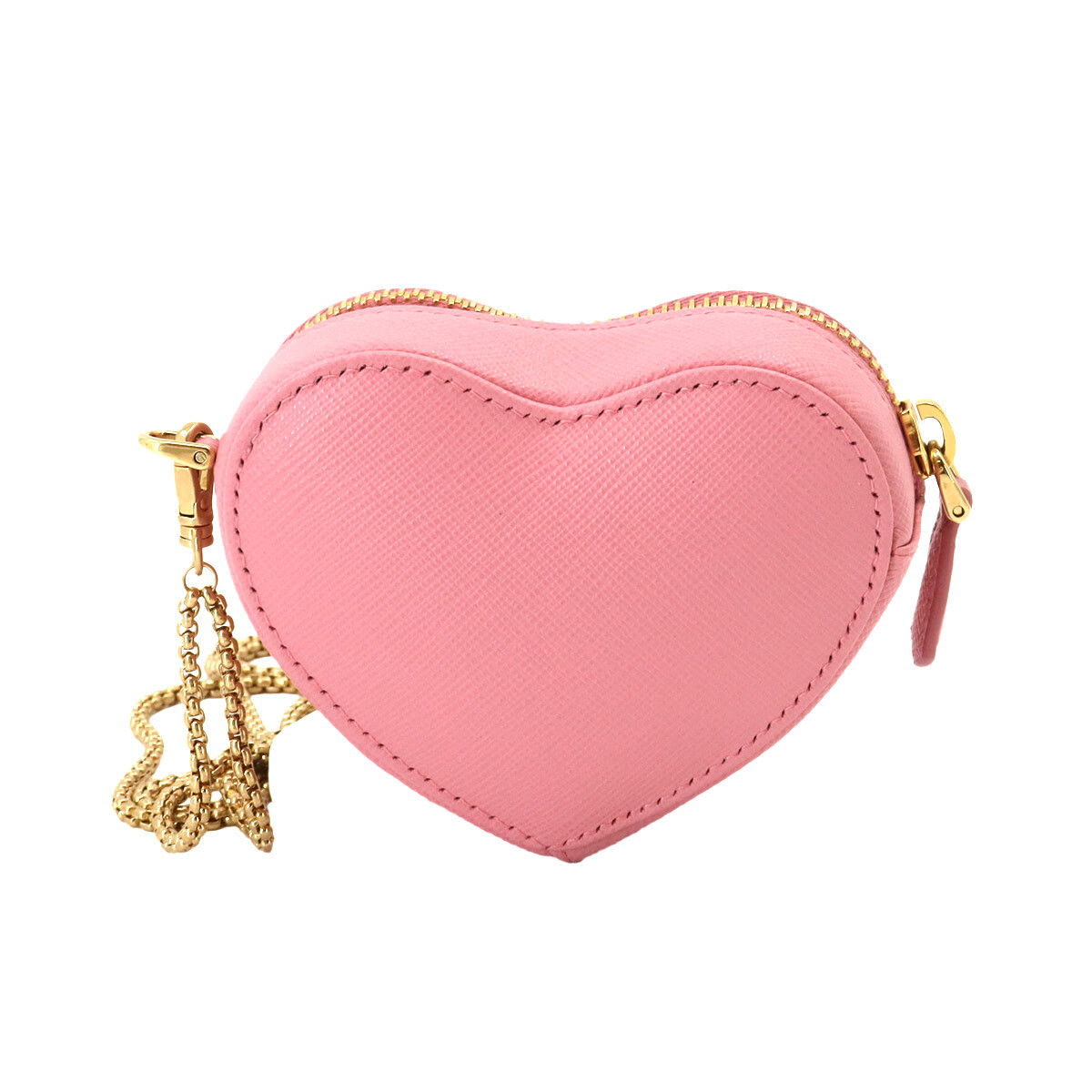 PRADA Heart Chain Pouch Saffiano Leather Pink 1TL400 Purse PRADA Heart Chain Pouch Saffiano Leather Pink 1TL400 Purse