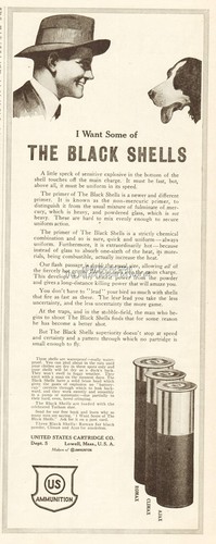 1914 United States Cartridge Co Lowell MA Black Shells Shotgun Hunting Print Ad
