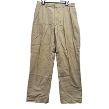 VTG Polo Ralph Lauren Men's 34x30 Herringbone Pleated Cuff Trousers Pants Khaki