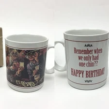 Leanin Tree Funny Remember When We Only Had One Chin Happy Birthday Mug Vtg