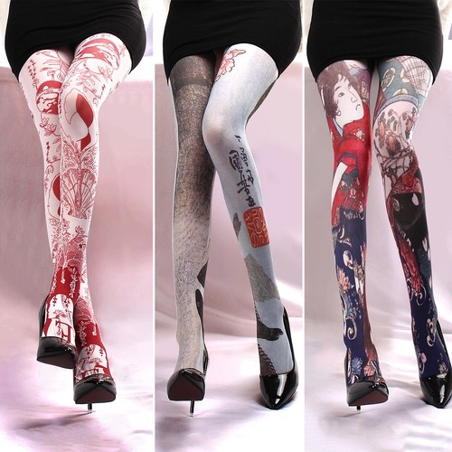 Sexy fashion pantyhose women's stockings flower tree abstract portrait pantyhose