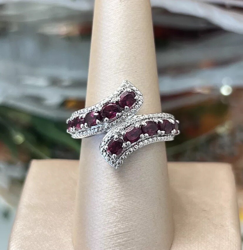Sterling Silver STS Raspberry Rhodolite Garnet Bypass… - Gem