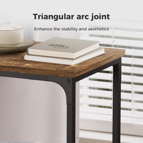 C-Shaped End Table Sofa Side Table with Metal Frame Small TV Tray for Living - Picture 5 of 9