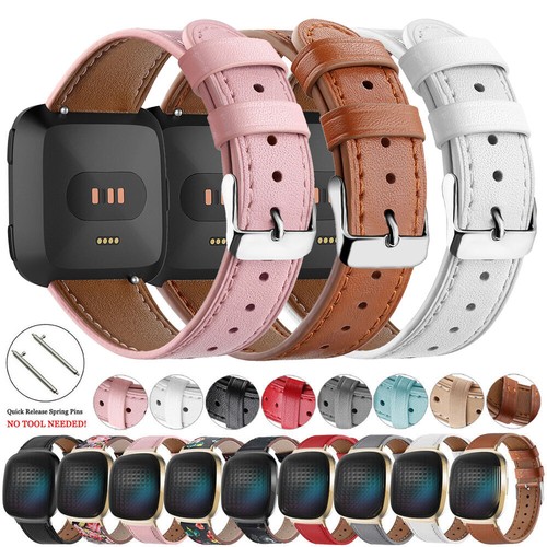 For Fitbit Versa 4 3 Sense 1 2 Smart Watch Band Classic Leather Strap Bracelet - Picture 2 of 27