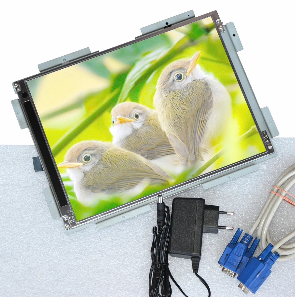 30cm 12" TFT MONITOR OPENFRAME DISPLAY BRAUCHT 12V NUR 6W MIT POWER SUPPLY M-08