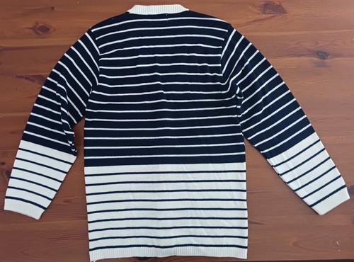 Alfred Dunner Cardigan Women Petite M Blue Ivory V Neck Nautical Sweater Vintage - Picture 4 of 4