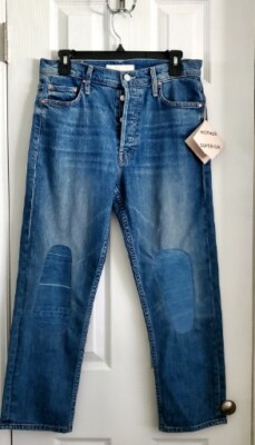 NWT Mother Superior The Tomcat Kneeling On Stones Button Fly  Ankle Length Sz 30