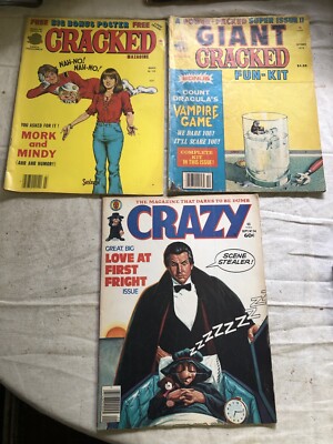 3 Vintage Magazines, Cracked Mork N Mindy, Crazy Love At First Sight