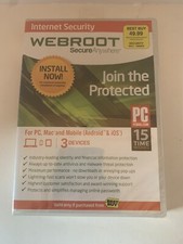 Webroot Secure Anywhere PC/Mac/Mobile Android  iOS-3 Devices Internet Security