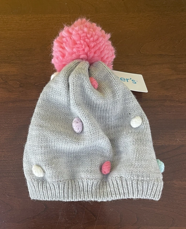 Carters Niñas Pequeñas Colorido Arco Iris Pom Pom Polar Forrado Sombrero Gris 2T-4T Nuevo con Etiquetas Foto 2 de 4