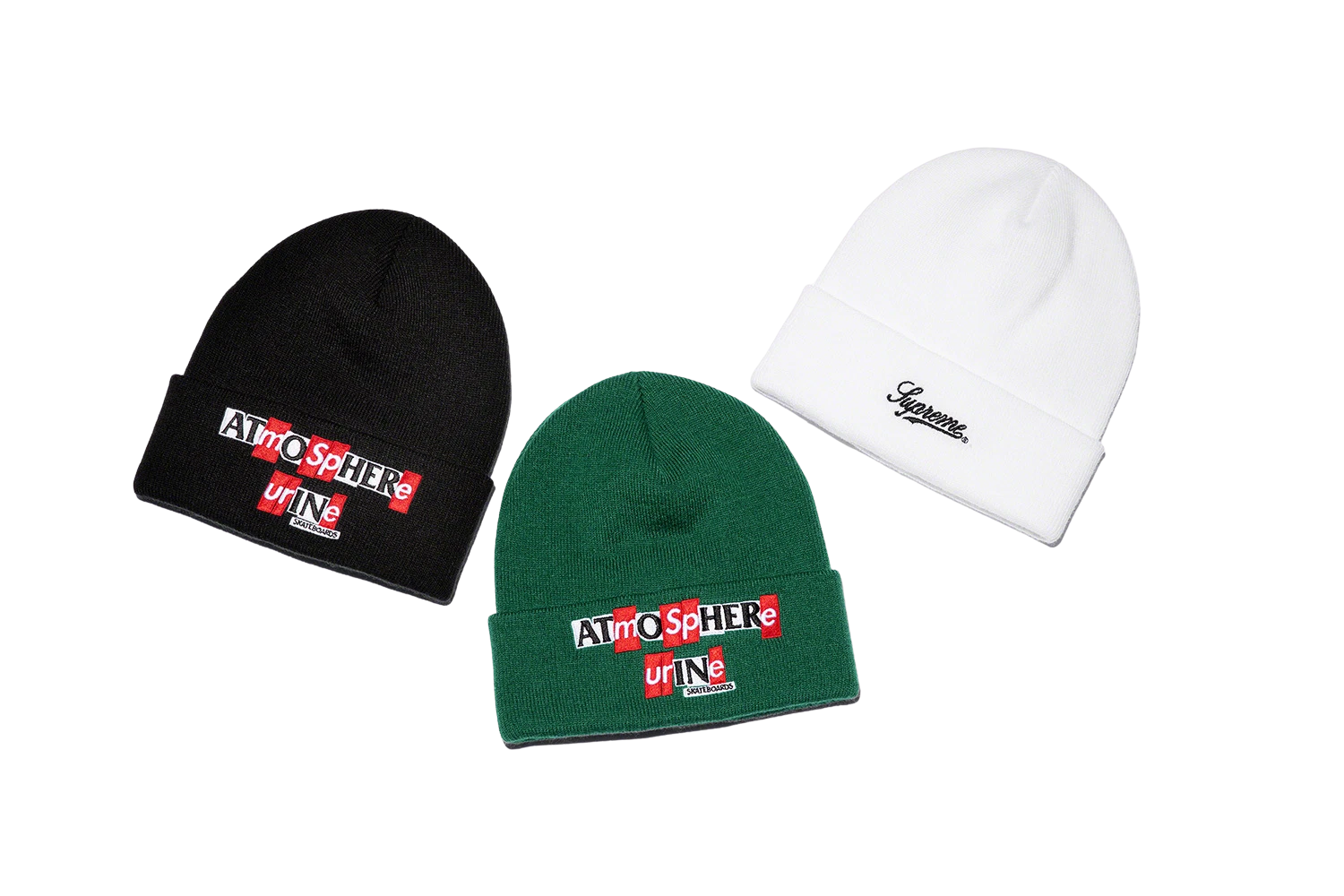 Supreme Antihero Beanie noir/vert foncé/blanc FW20 (FW20BN67) taille unique