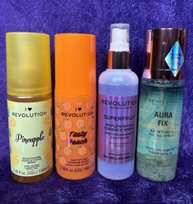 Revolution Lot of 4 Setting Makeup Sprays AURA FIX SUPERFRUIT PINEAPPLE PEACH