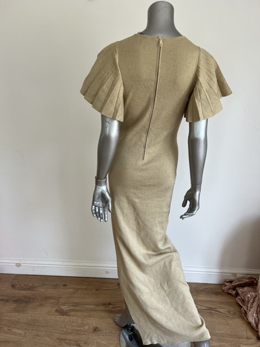 Maxi abito donna Ted Baker TB 2 UK 10 lavorato a maglia oro metallizzato manica angelo NUOVO - Foto 20 di 24