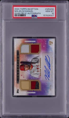 2024 TOPPS INCEPTION QUAD RELIC AUTO NOLAN SCHANUEL ROOKIE RC 10/25 PSA 10