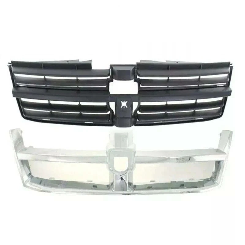 NEW FRONT BLACK GRILLE CHROME MOLDING TRIM 2PC FOR 2008-2010 DODGE GRAND CARAVAN - Изображение 2 из 4
