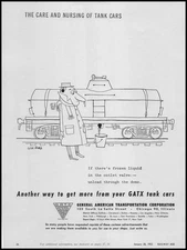 1952 General American Transportation Corp. Chicago IL Cartoon Tank Car Print Ad