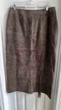 Vintage Leather Skirt Dark Brown Western Fringe Women  s 11/12 Boho Cowgirl Chic