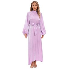 Women Muslim Abaya Long Dress Kaftan Solid Color Evening Maxi Robe Modest Party