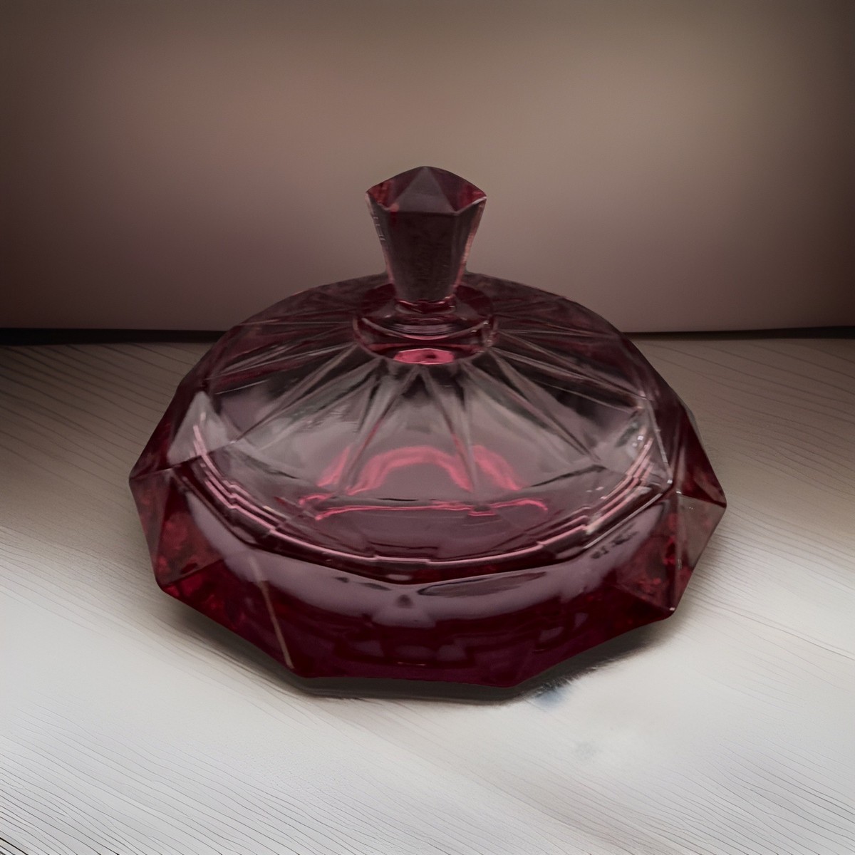 Vintage 1960S Viking Glass HTF Thistle Pink ~ Art Deco Diamond