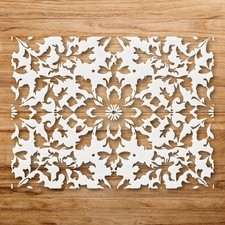Symmetrical Floral Motifs Ornamental Wall Art Reusable Plastic Stencil - Sten  