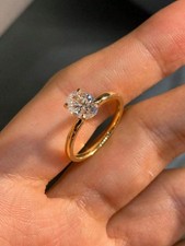 Yellow Gold Oval Cubic Zirconia Engagement Ring Size 5 6 7 8 9 10