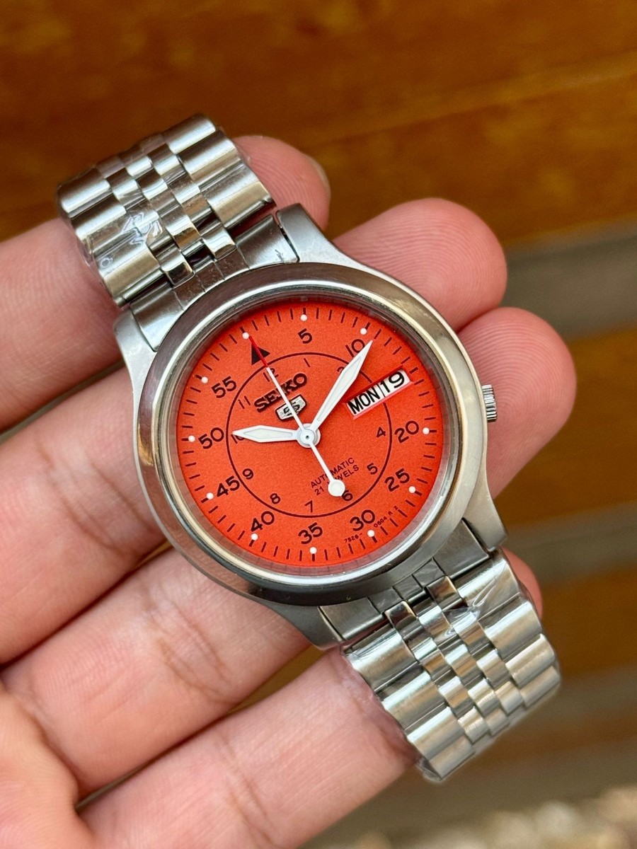 Vintage Seiko 5 Automatic Watch - Orange Military Dial - 7S26 | eBay