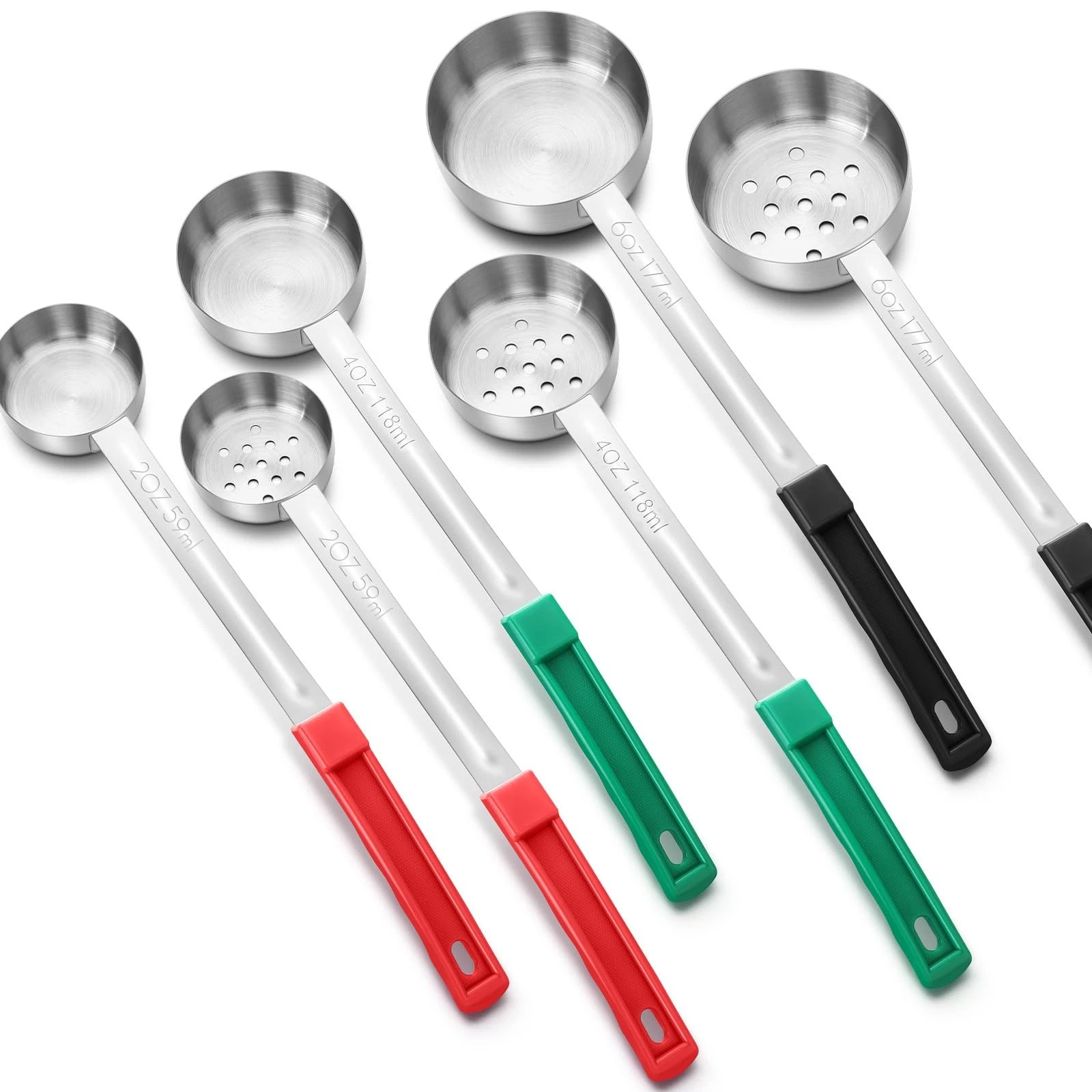 6 Pcs Portion Control Serving Spoons, Restaurant Measuring Serving Ladle Uten...