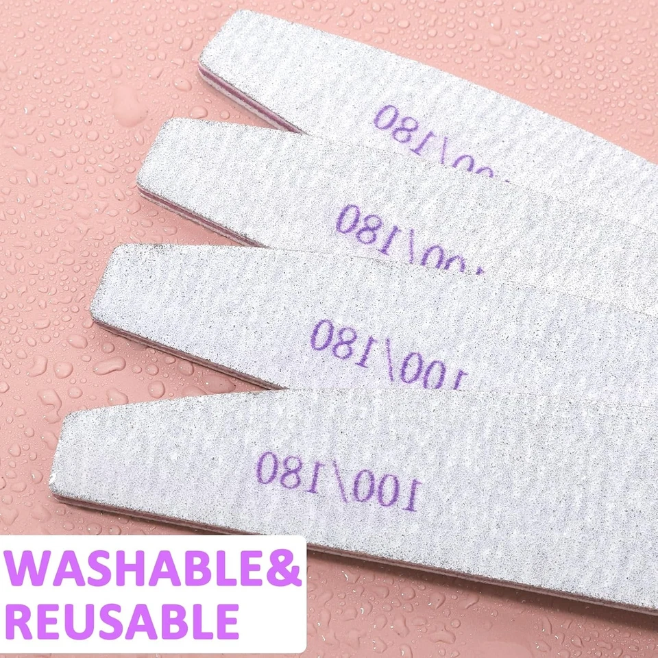 150 piezas limas de uñas 100/180 granos, tablero de esmeril de doble cara para salón de uñas natural Foto 4 de 4