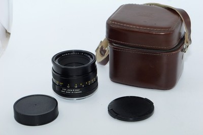 Leitz Summicron-R 50mm f2 lens. Canada. R CAM.  Late w/Built in Shade. Case. Cap