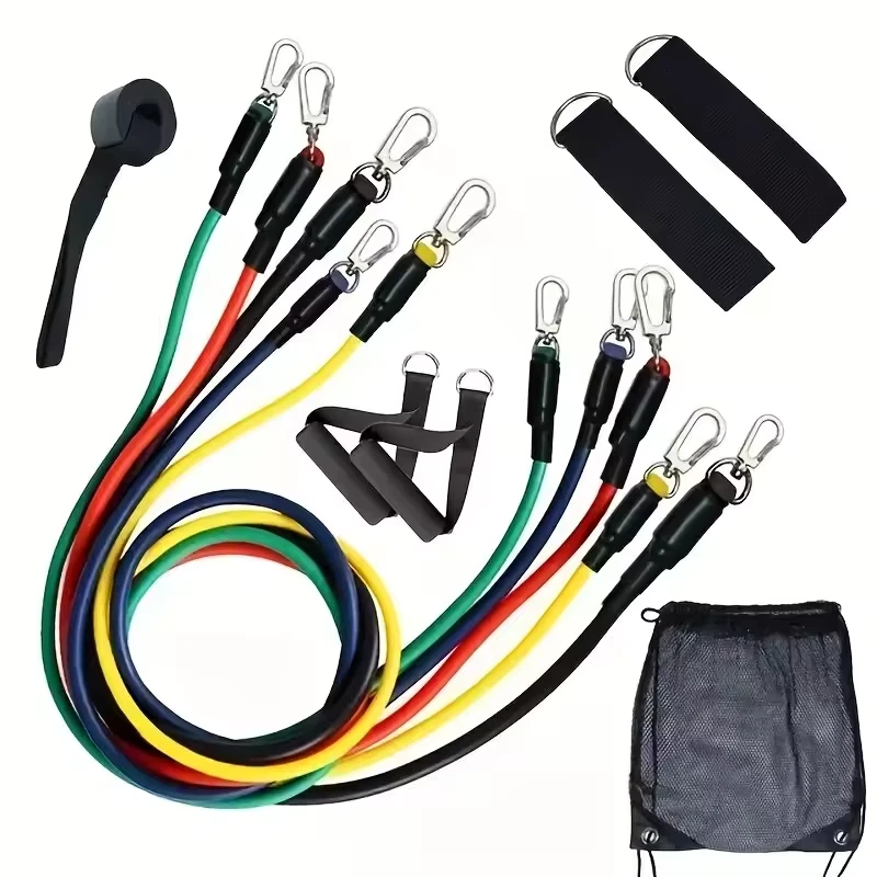 11PCS Resistance Bands Set Pull Rope Fitness Tube Ankle Strap Expander