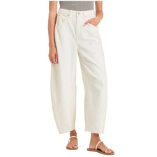 NWT High Rise Curved Barrel Leg Jeans Universal Thread Ivory Cream Lagenlook 14