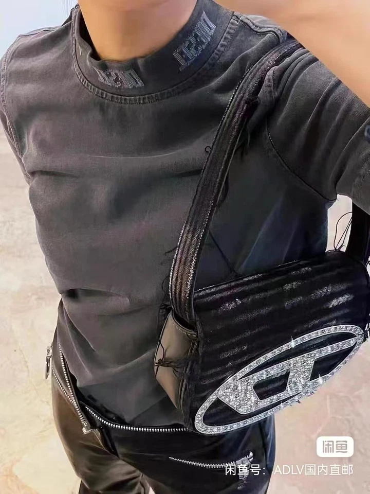 Nuevo 1DR Diesel Negro Denim Diamante Incrustado Damas Bolso de Hombro Foto 4 de 4