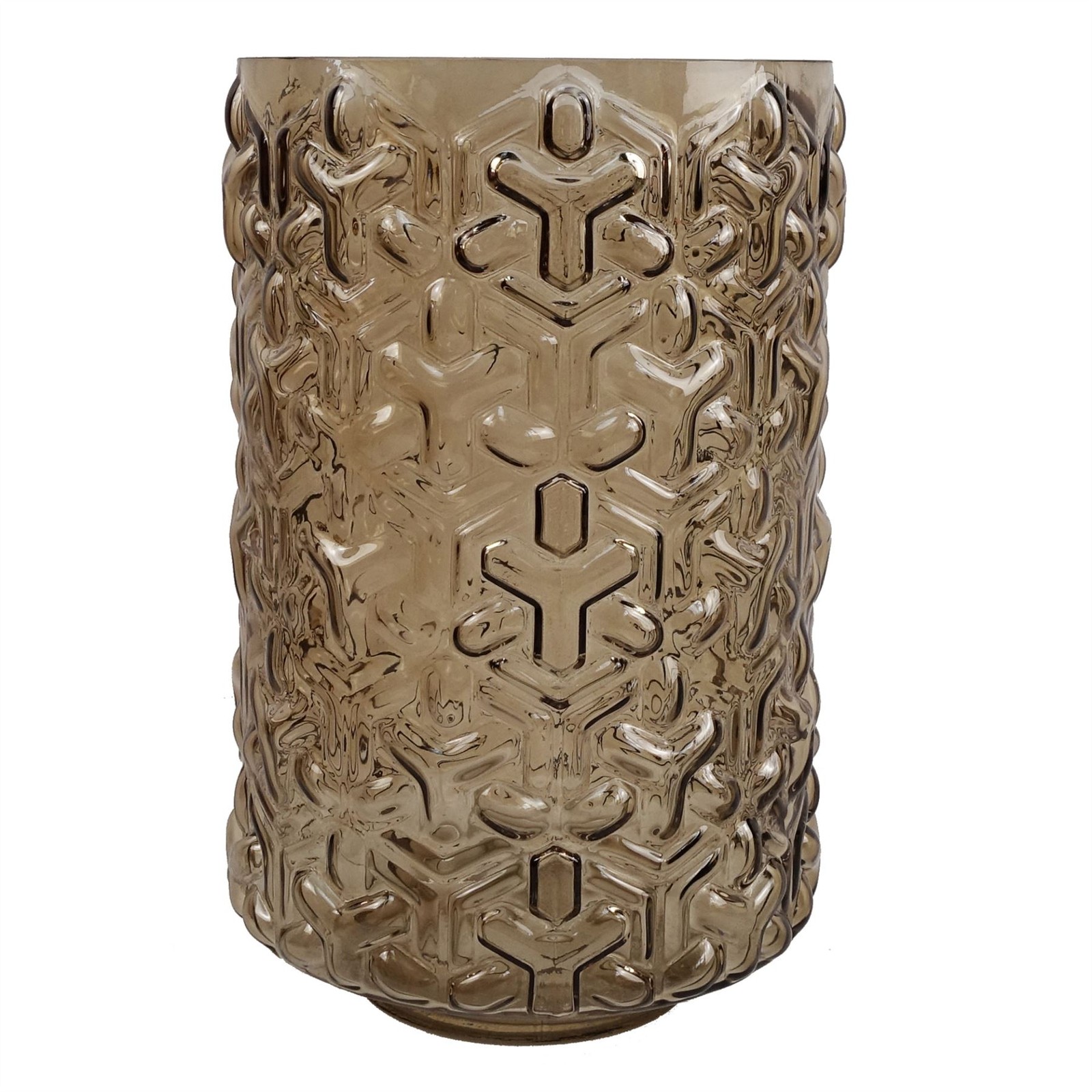 B&Q -  29Cm Embossed Chestnut Glass Vase - Image 2