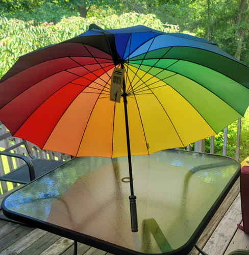 Paraguas de golf o lluvia Rainbow Pride grande 15 paneles automático fácil de abrir NUEVO con etiqueta - Imagen 4 de 9