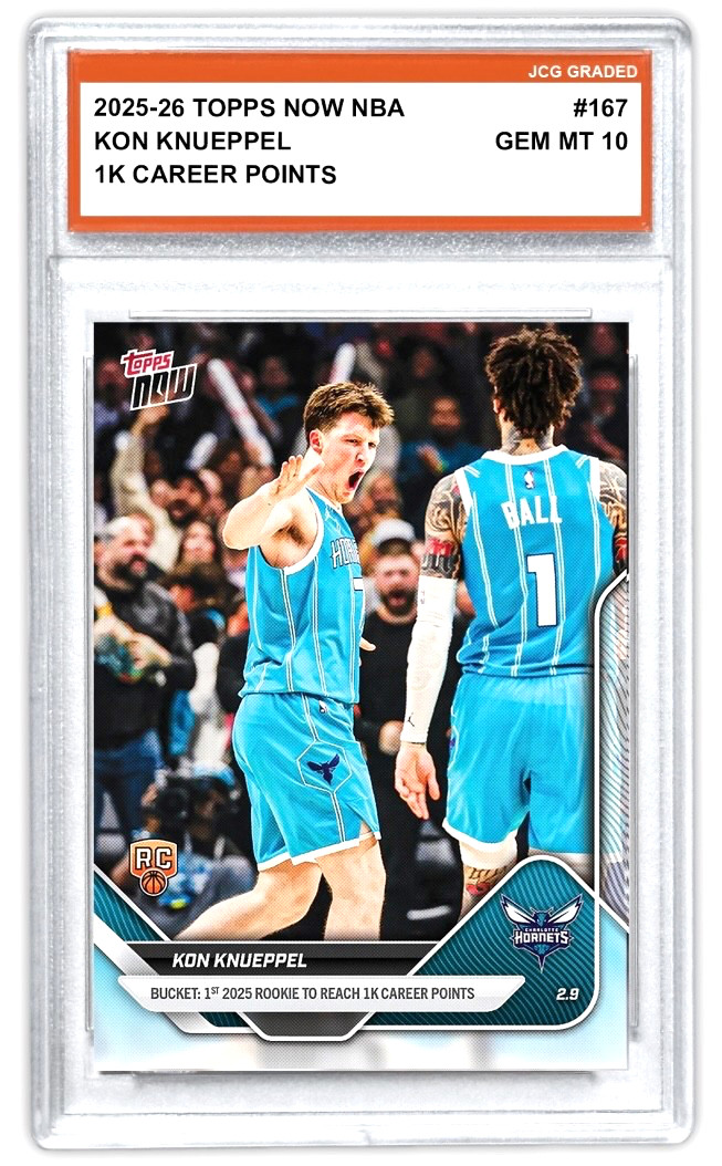 Kon Knueppel 2025-26 Topps Now NBA #167 Rookie Graded Gem Mint 10