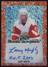 Larry Murphy 1/1  2024 Leaf Metal Metallic Inscriptions Orange Shimmer Auto /1  