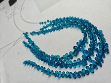 AAA Neon Blue Apatite Teardrop Beads: Smooth Gemstone Strand 6 Inches
