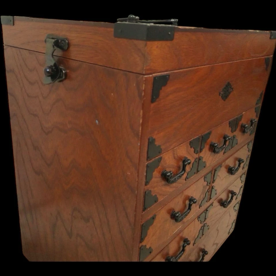 Cajonera vintage japonesa de madera Tansu caja Showa retro Foto 2 de 4