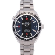 Omega Seamaster Planet Ocean Stainless Steel 42mm Black Stick Dial Watch Ref#