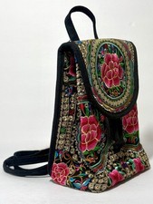 Embroidered Backpack Boho Elegance Vtg Ethnic Floral Shoulder Handbag