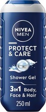 NIVEA MEN Protect & Care Shower Gel 250ML Moisturising 3 in 1 Body Wash 7.36 per litre