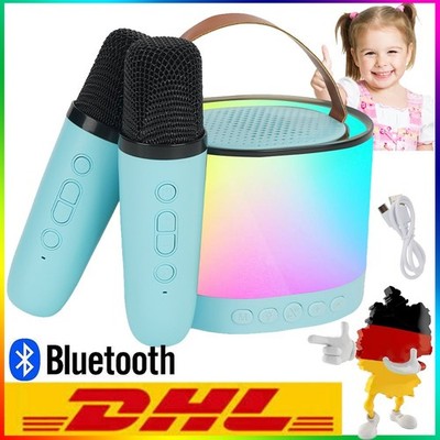 Karaoke Tragbare Karaoke Anlage LED Mit 2 Mikrofonen Bluetooth Maschine Kinder