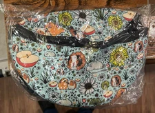 Comeco Blue Guinea Pig Apple Floral Fanny Pack Pockets Adjustable Straps Zipper