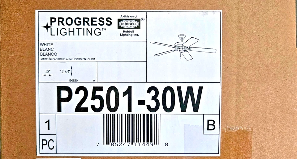 Ventilador de teto Progress Lighting AirPro Builder 52 polegadas branco com (5) lâminas brancas - Imagem 4 de 4