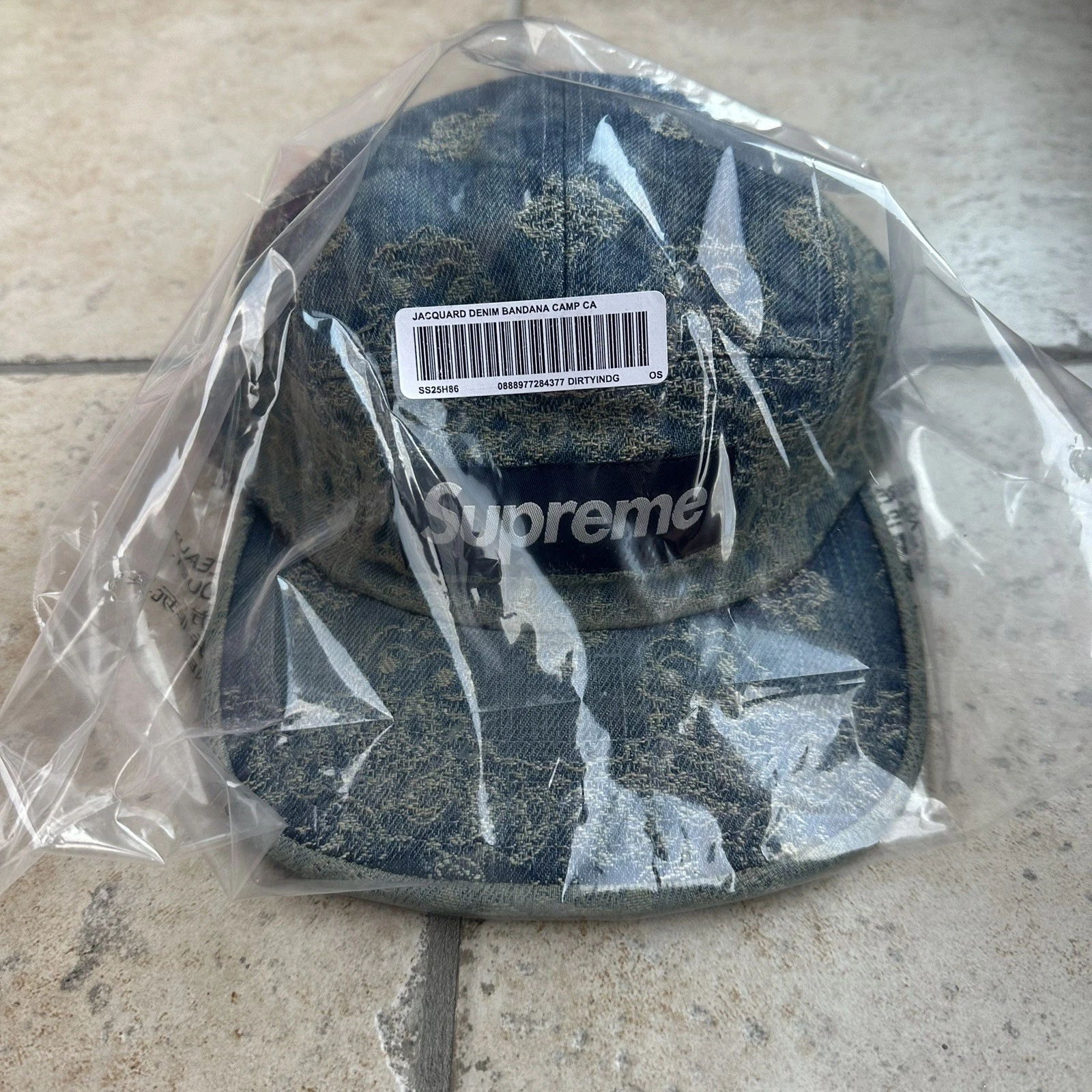 Casquette de camp en denim jacquard Supreme Bandana bleue neuve à la main